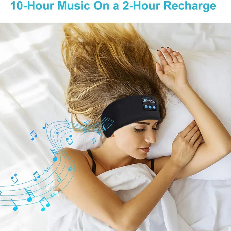 Wireless Bluetooth Headband Sleeping Headphones Sports Earphone Music Hat with Thin HD Stereo Speakers Eye Mask for Side Sleeper