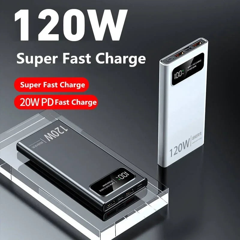 Portable 200000mAh 120W Power Bank Super Fast Charging Ultralarge Capacity For Mobile Power External Battery For Iphone Xiaomi