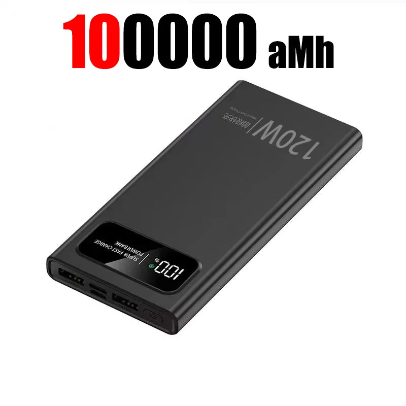 Portable 200000mAh 120W Power Bank Super Fast Charging Ultralarge Capacity For Mobile Power External Battery For Iphone Xiaomi