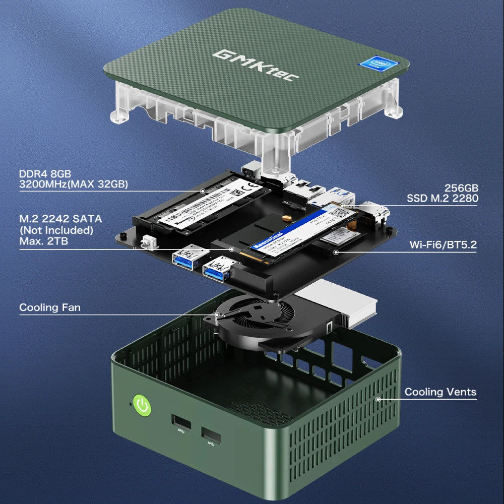 GMKtec G3 Mini PC Intel Alder Lake N100 Windows 11 Pro Mini PC 8/16GB DDR4 256/512GB PCIe M.2 SSD WiFi 6 BT5.2 Desktop Computer