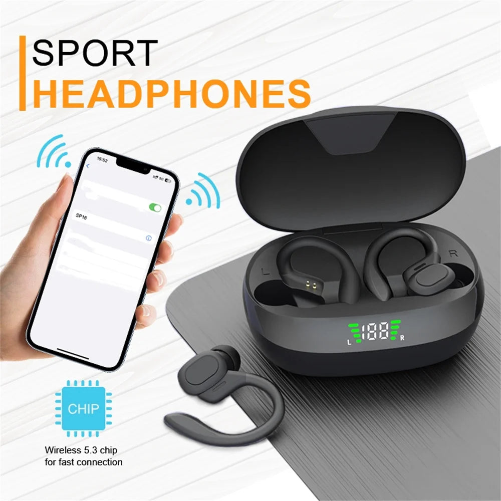 Wireless Earbuds Bluetooth Headphones 5hrs Play Back Sport Earphones with LED Display Built-in Mic Headset for Workout