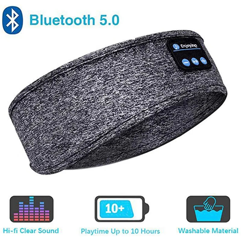 Wireless Bluetooth Headband Sleeping Headphones Sports Earphone Music Hat with Thin HD Stereo Speakers Eye Mask for Side Sleeper